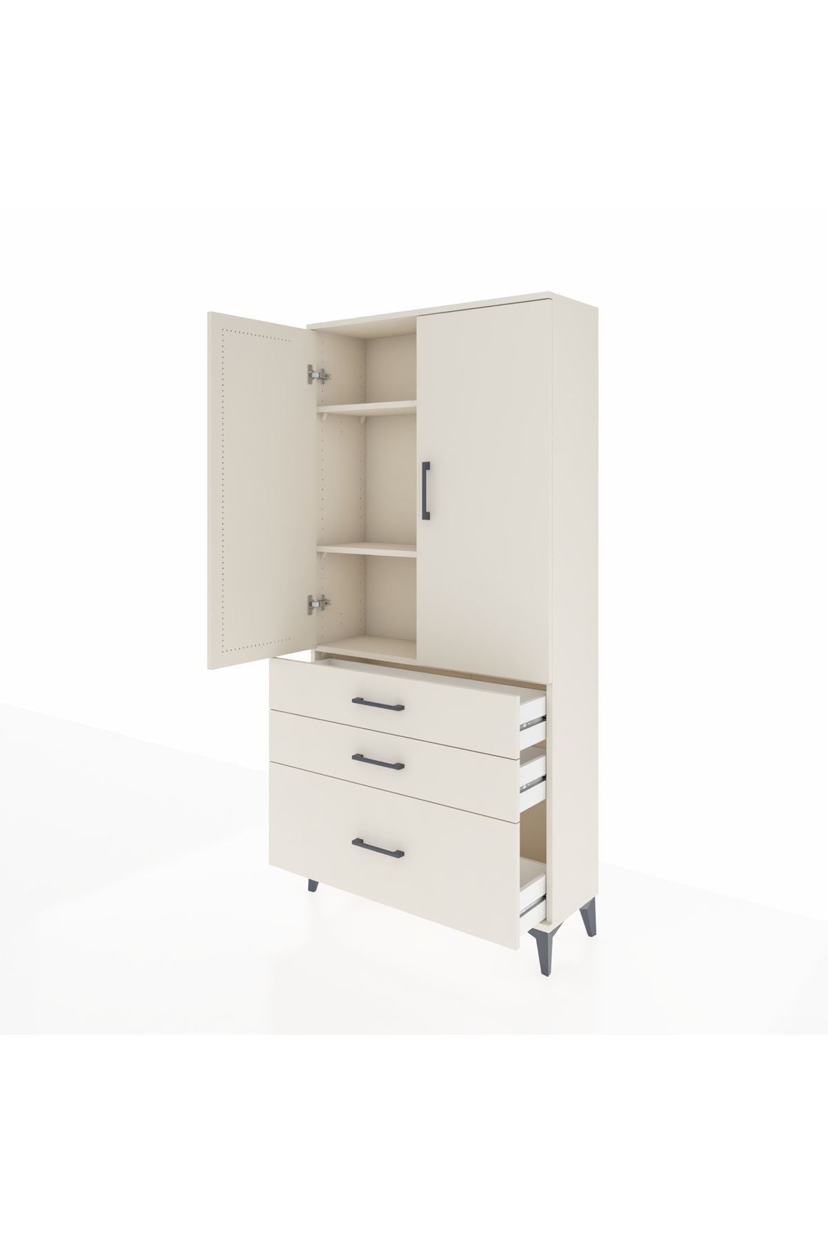 Arges Dolap 3 Raflı 3 Çekmeceli 2 Kapaklı 88x30x182 Aytaşı-Aytaşı