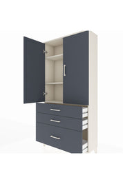 Arges Dolap 3 Raflı 3 Çekmeceli 2 Kapaklı 88x30x182 Aytaşı-Antrasit