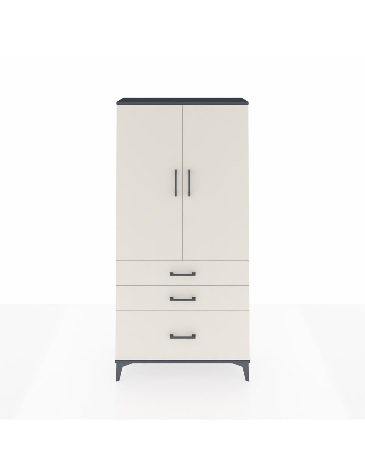 Arges Dolap 3 Raflı 3 Çekmeceli 2 Kapaklı 88x30x182 Antrasit-Aytaşı