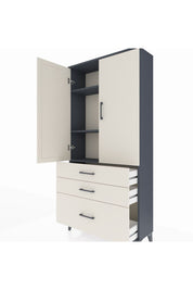 Arges Dolap 3 Raflı 3 Çekmeceli 2 Kapaklı 88x30x182 Antrasit-Aytaşı