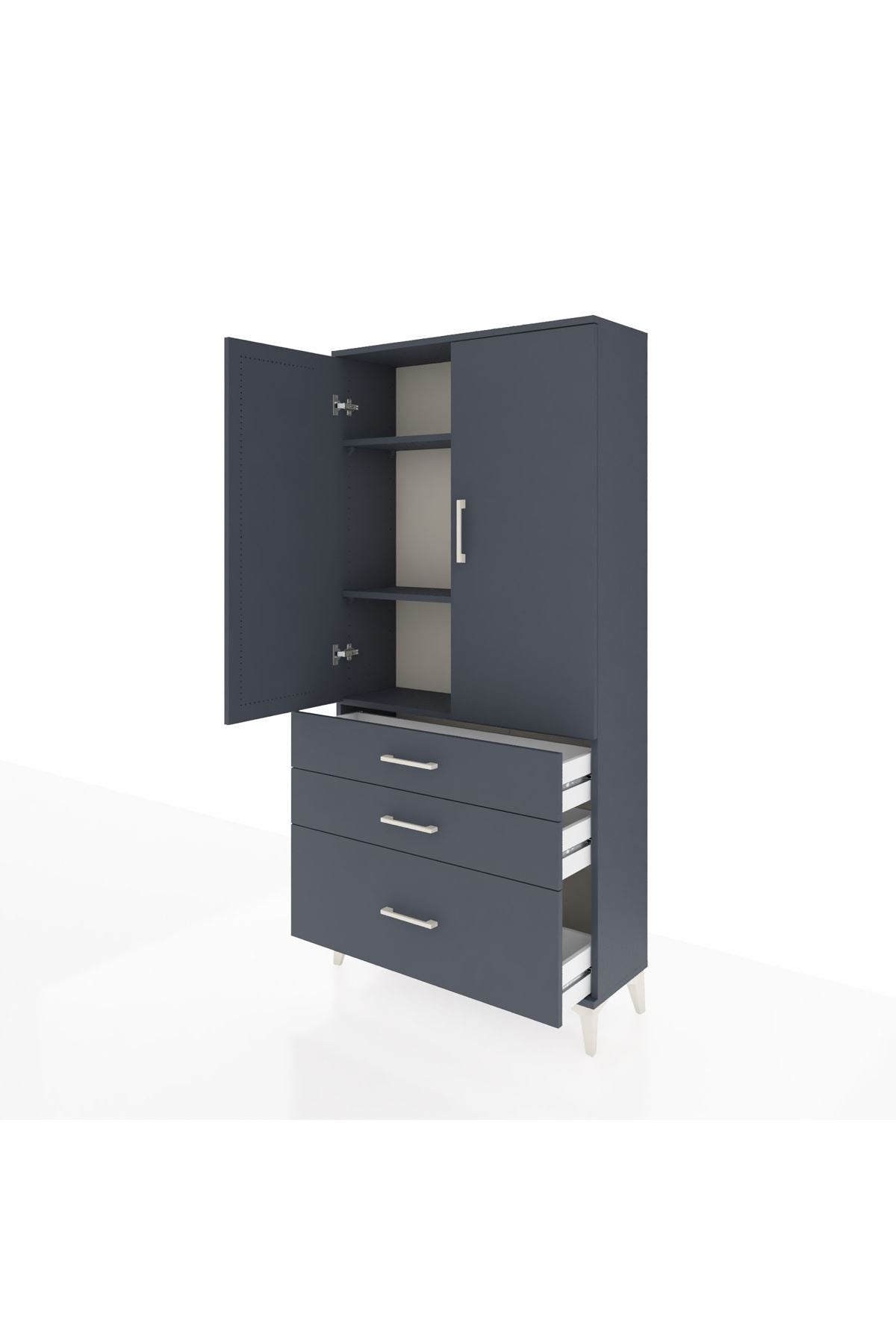Arges Dolap 3 Raflı 3 Çekmeceli 2 Kapaklı 88x30x182 - S24M014V5A