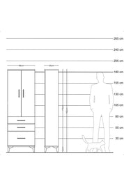 Arges Dolap 3 Raflı 3 Çekmeceli 2 Kapaklı 88x30x182 Antrasit-Antrasit
