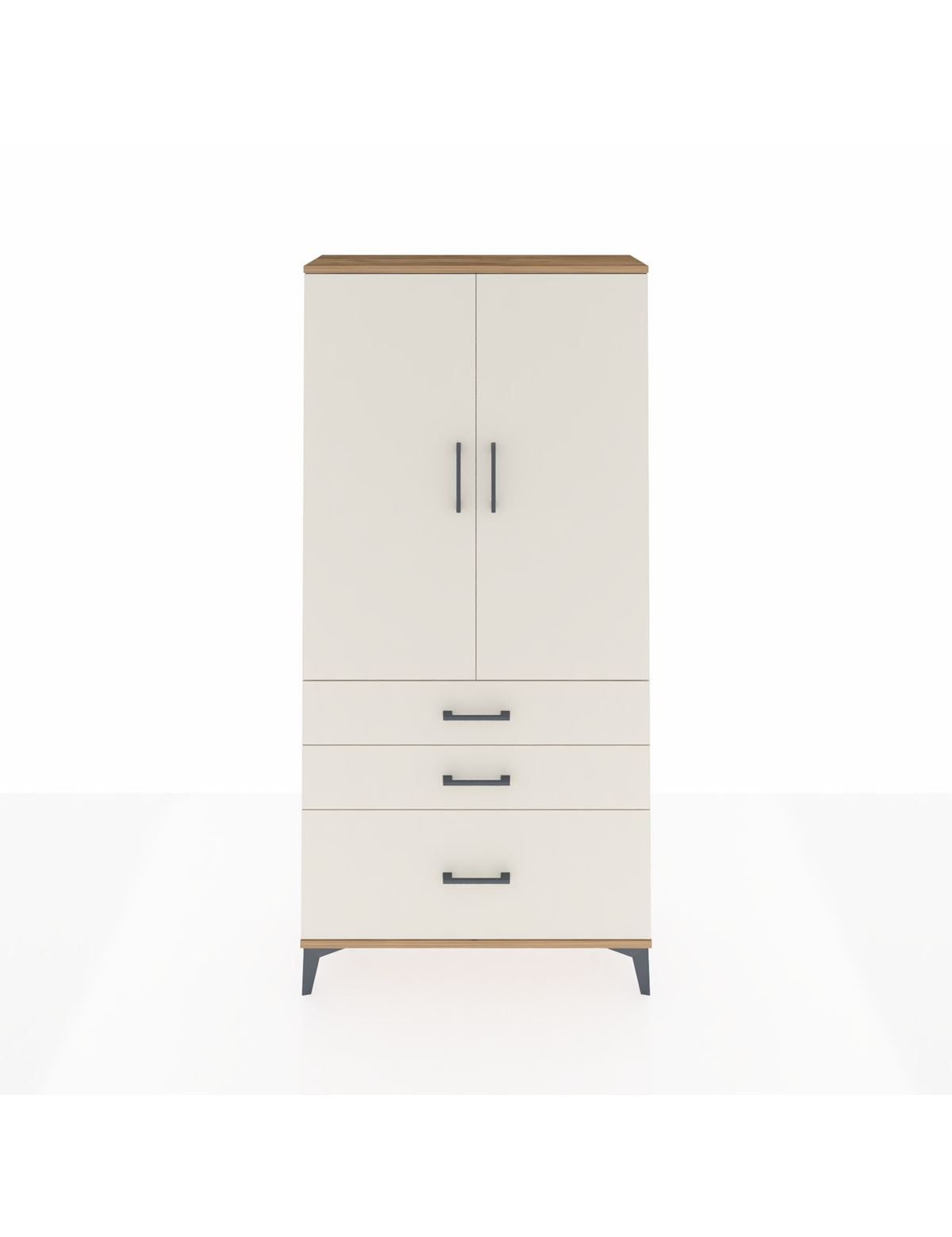 Arges Dolap 3 Raflı 3 Çekmeceli 2 Kapaklı 88x30x182 Çam-Aytaşı