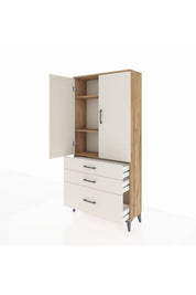 Arges Dolap 3 Raflı 3 Çekmeceli 2 Kapaklı 88x30x182 Çam-Aytaşı