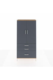 Arges Dolap 3 Raflı 3 Çekmeceli 2 Kapaklı 88x30x182 Çam-Antrasit