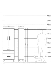 Arges Dolap 3 Raflı 3 Çekmeceli 2 Kapaklı 88x30x182 - S24M014V9A