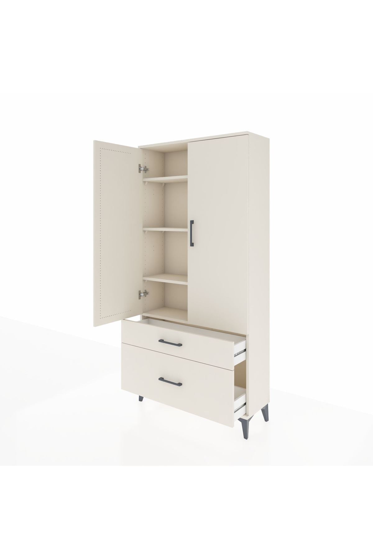 Arges Dolap 4 Raflı 2 Çekmeceli 2 Kapaklı 88x30x182 Aytaşı-Aytaşı