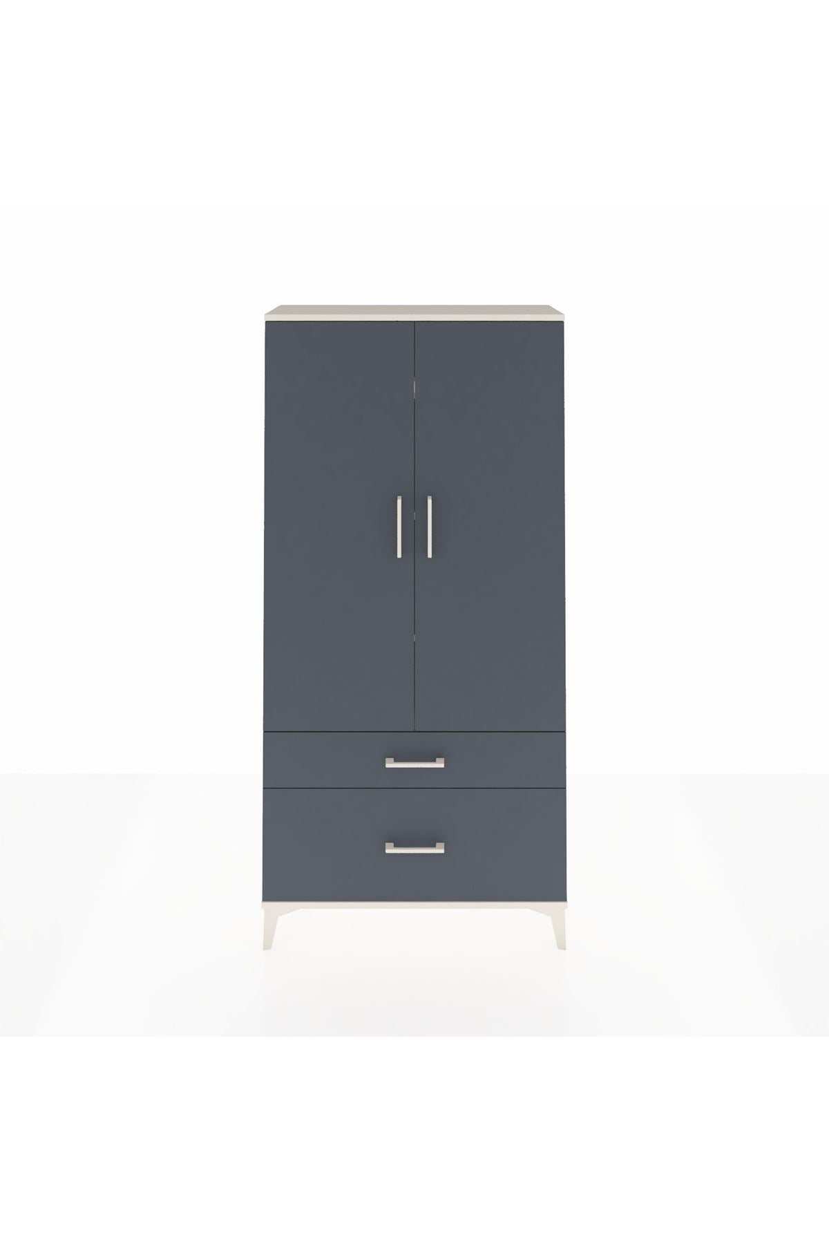 Arges Dolap 4 Raflı 2 Çekmeceli 2 Kapaklı 88x30x182 Aytaşı-Antrasit