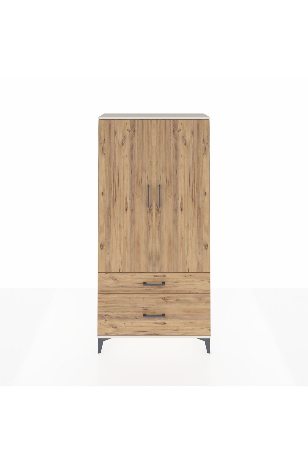 Arges Dolap 4 Raflı 2 Çekmeceli 2 Kapaklı 88x30x182 Aytaşı-Çam