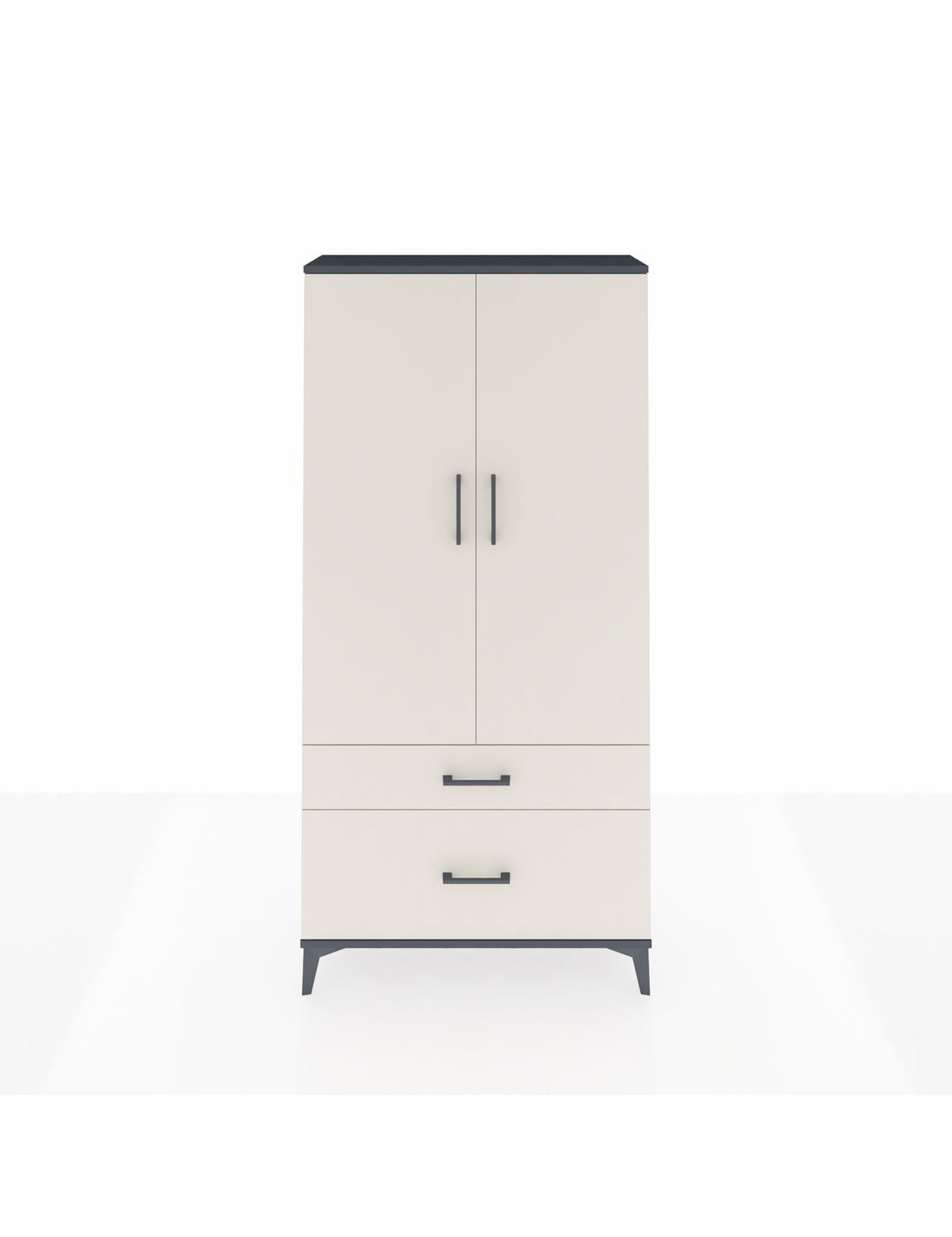 Arges Dolap 4 Raflı 2 Çekmeceli 2 Kapaklı 88x30x182 Antrasit-Aytaşı