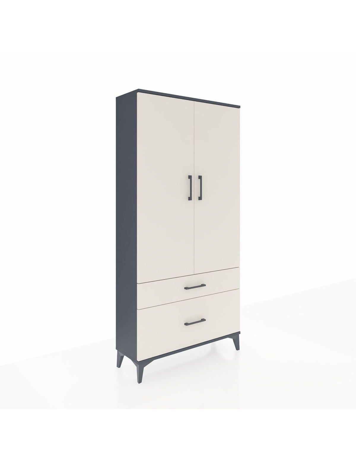 Arges Dolap 4 Raflı 2 Çekmeceli 2 Kapaklı 88x30x182 Antrasit-Aytaşı