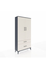 Arges Dolap 4 Raflı 2 Çekmeceli 2 Kapaklı 88x30x182 Antrasit-Aytaşı