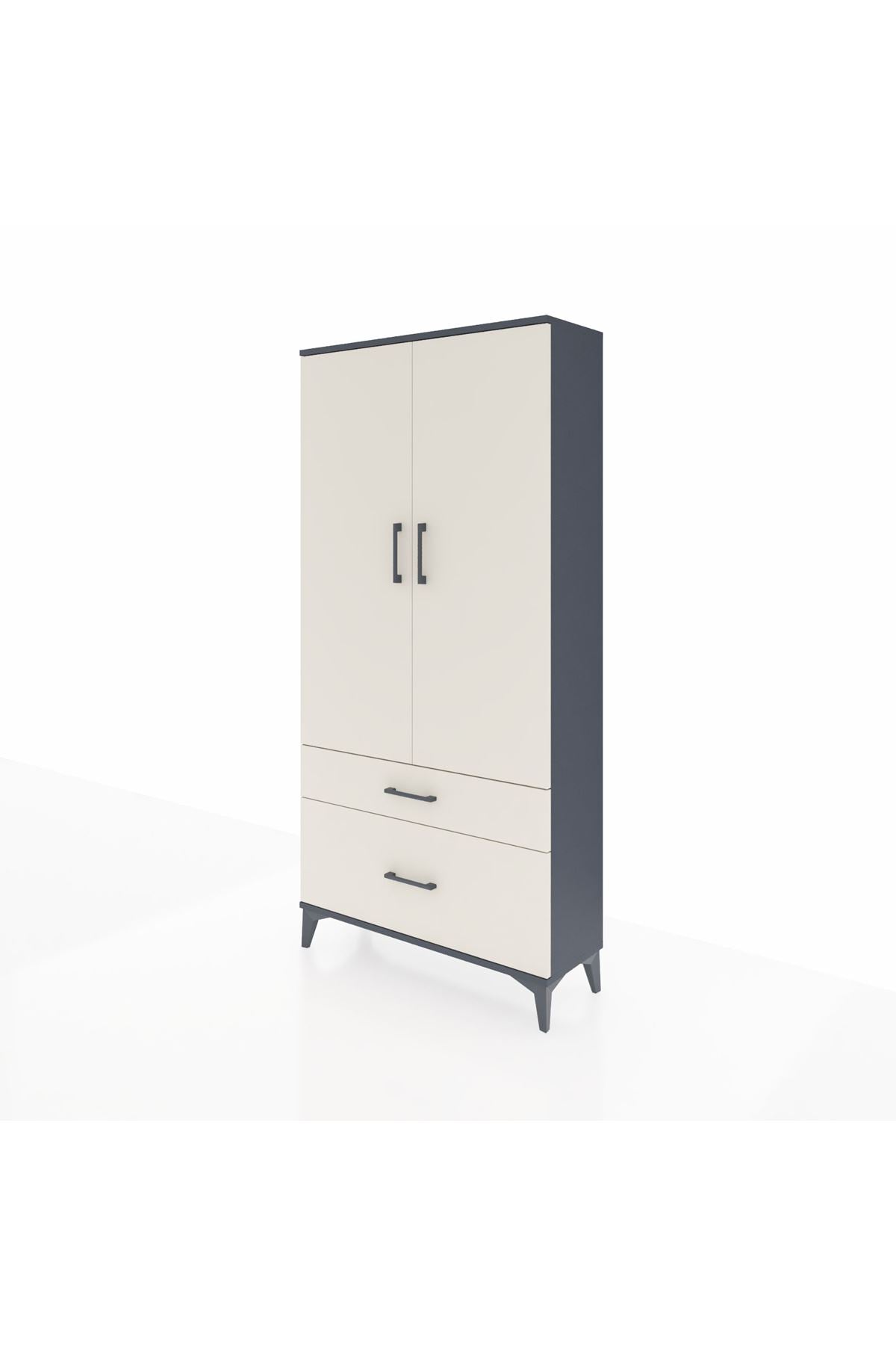 Arges Dolap 4 Raflı 2 Çekmeceli 2 Kapaklı 88x30x182 Antrasit-Aytaşı