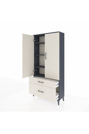 Arges Dolap 4 Raflı 2 Çekmeceli 2 Kapaklı 88x30x182 Antrasit-Aytaşı