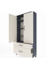 Arges Dolap 4 Raflı 2 Çekmeceli 2 Kapaklı 88x30x182 Antrasit-Aytaşı
