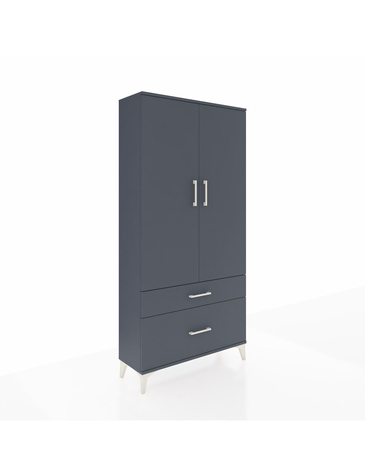 Arges Dolap 4 Raflı 2 Çekmeceli 2 Kapaklı 88x30x182 Antrasit-Antrasit