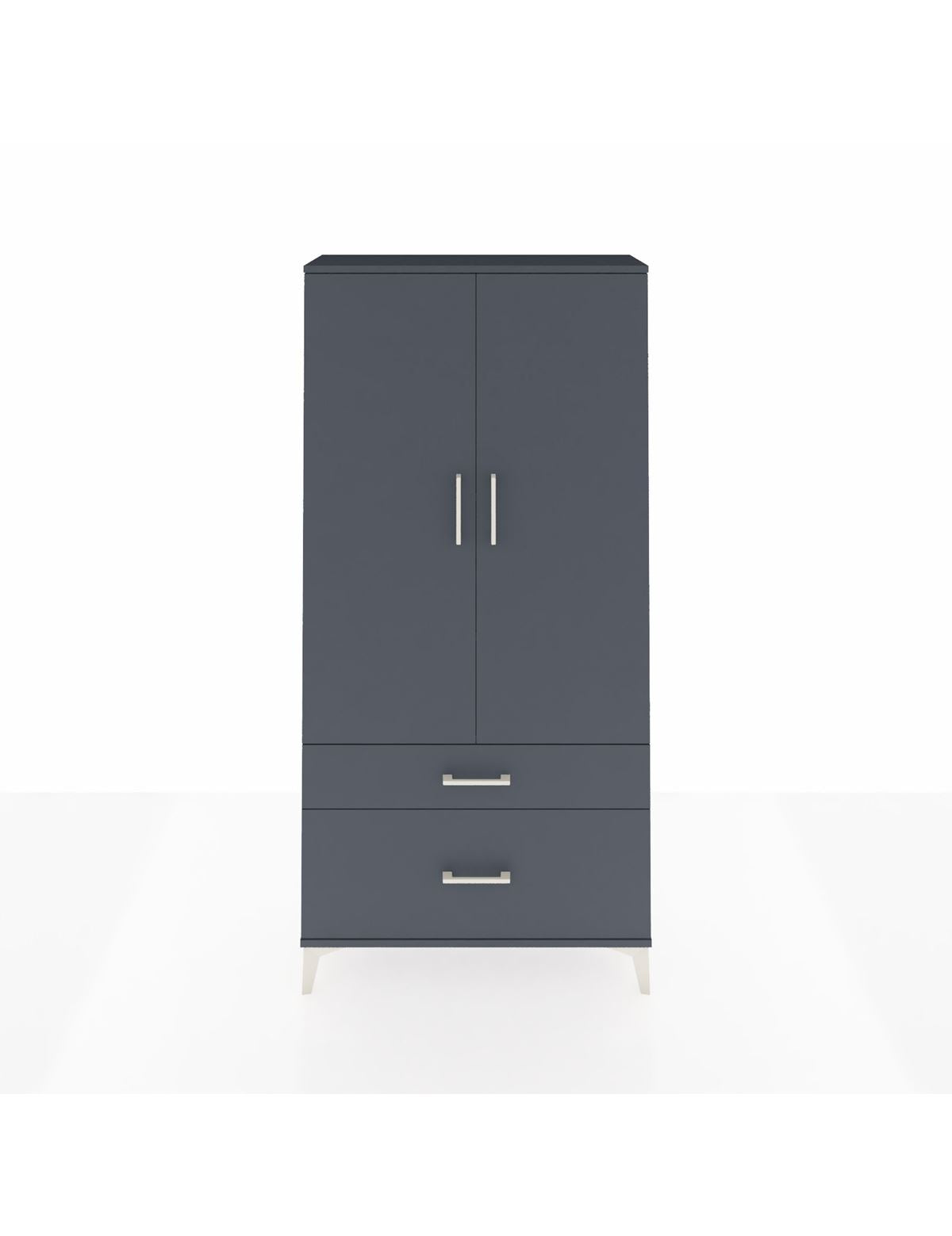 Arges Dolap 4 Raflı 2 Çekmeceli 2 Kapaklı 88x30x182 Antrasit-Antrasit