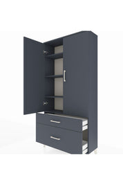 Arges Dolap 4 Raflı 2 Çekmeceli 2 Kapaklı 88x30x182 Antrasit-Antrasit