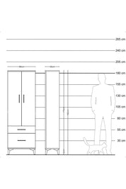 Arges Dolap 4 Raflı 2 Çekmeceli 2 Kapaklı 88x30x182 Antrasit-Antrasit