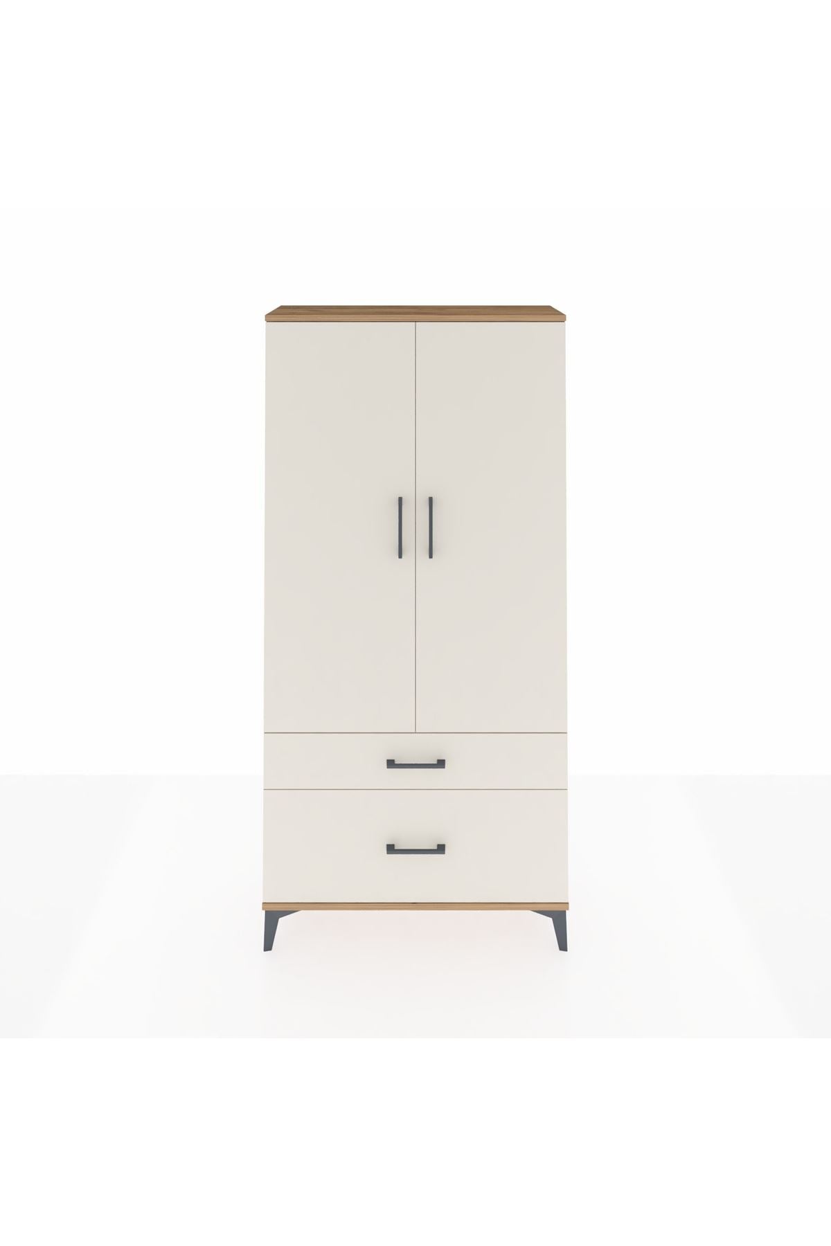 Arges Dolap 4 Raflı 2 Çekmeceli 2 Kapaklı 88x30x182 Çam-Aytaşı