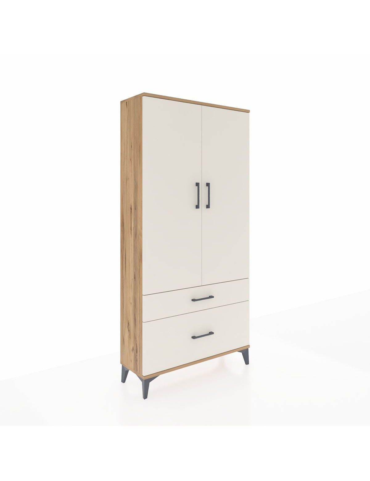 Arges Dolap 4 Raflı 2 Çekmeceli 2 Kapaklı 88x30x182 Çam-Aytaşı