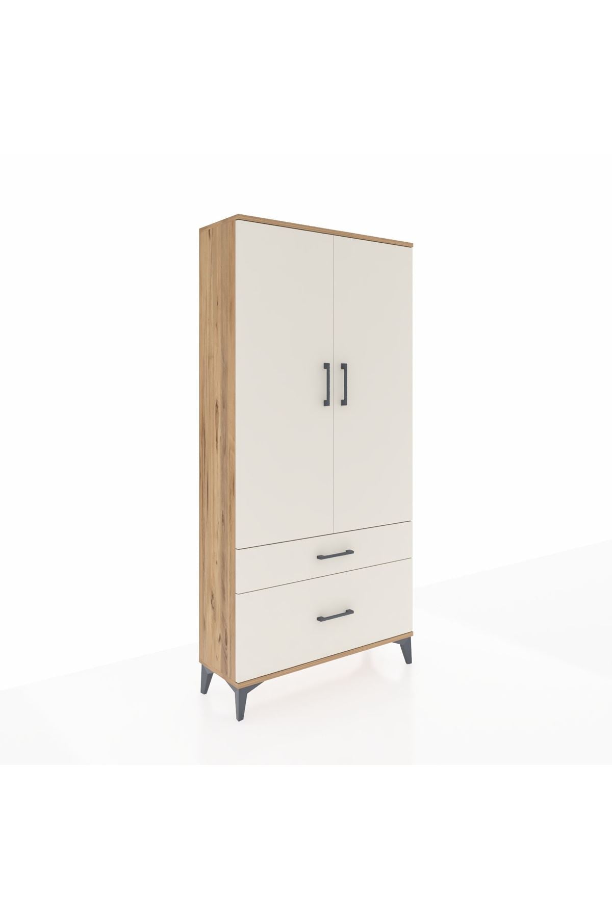 Arges Dolap 4 Raflı 2 Çekmeceli 2 Kapaklı 88x30x182 Çam-Aytaşı