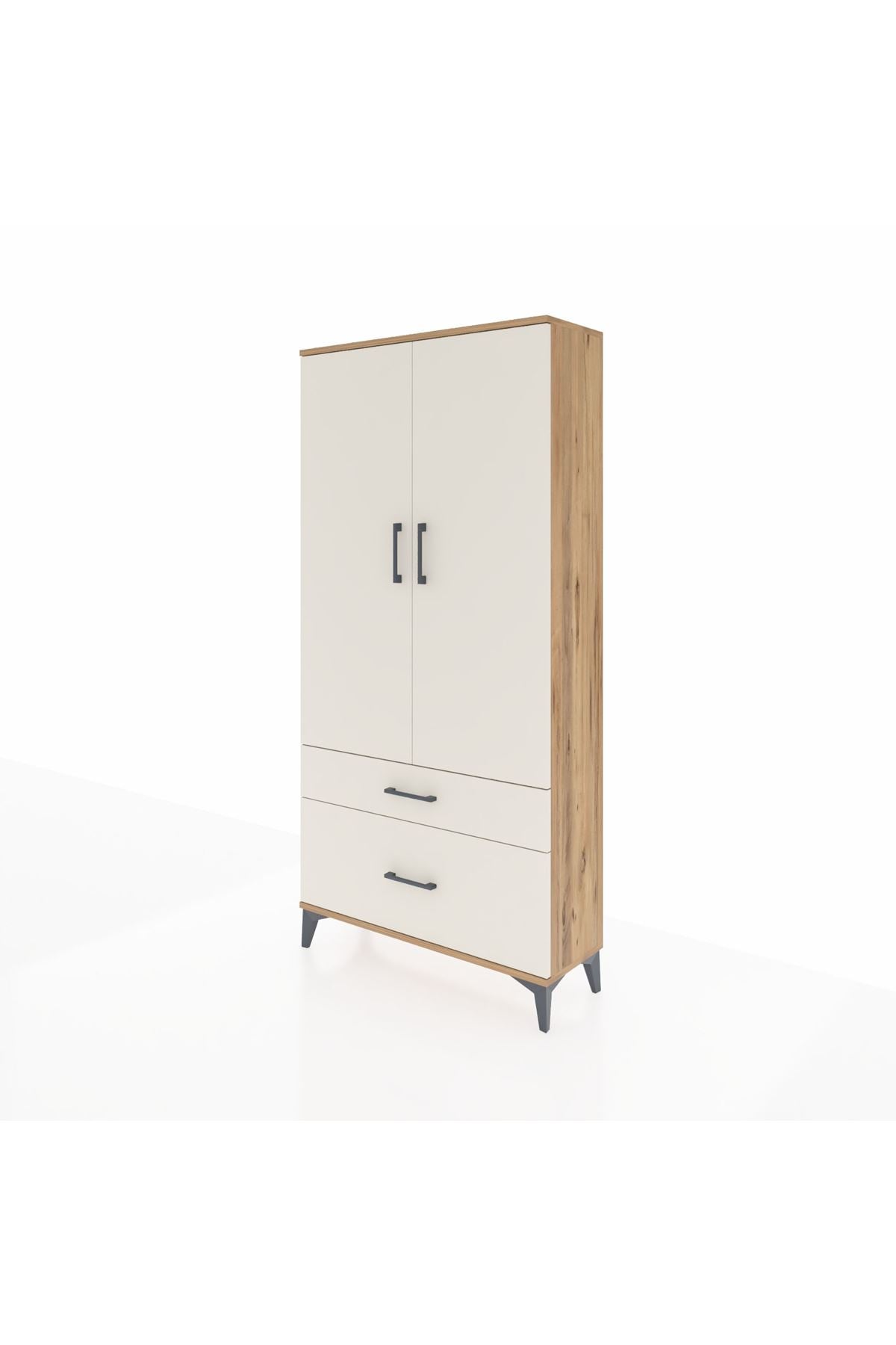 Arges Dolap 4 Raflı 2 Çekmeceli 2 Kapaklı 88x30x182 Çam-Aytaşı