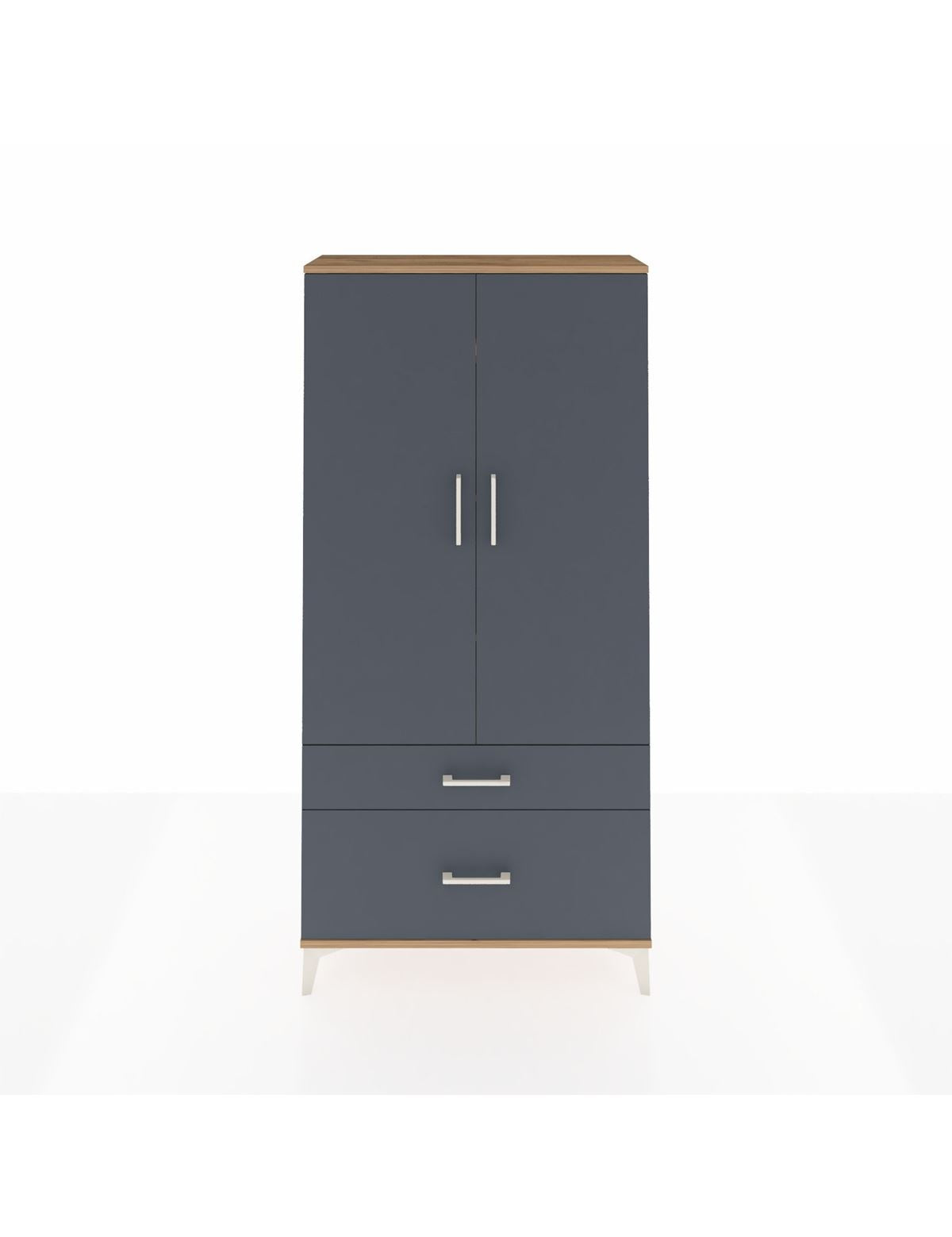 Arges Dolap 4 Raflı 2 Çekmeceli 2 Kapaklı 88x30x182 Çam-Antrasit