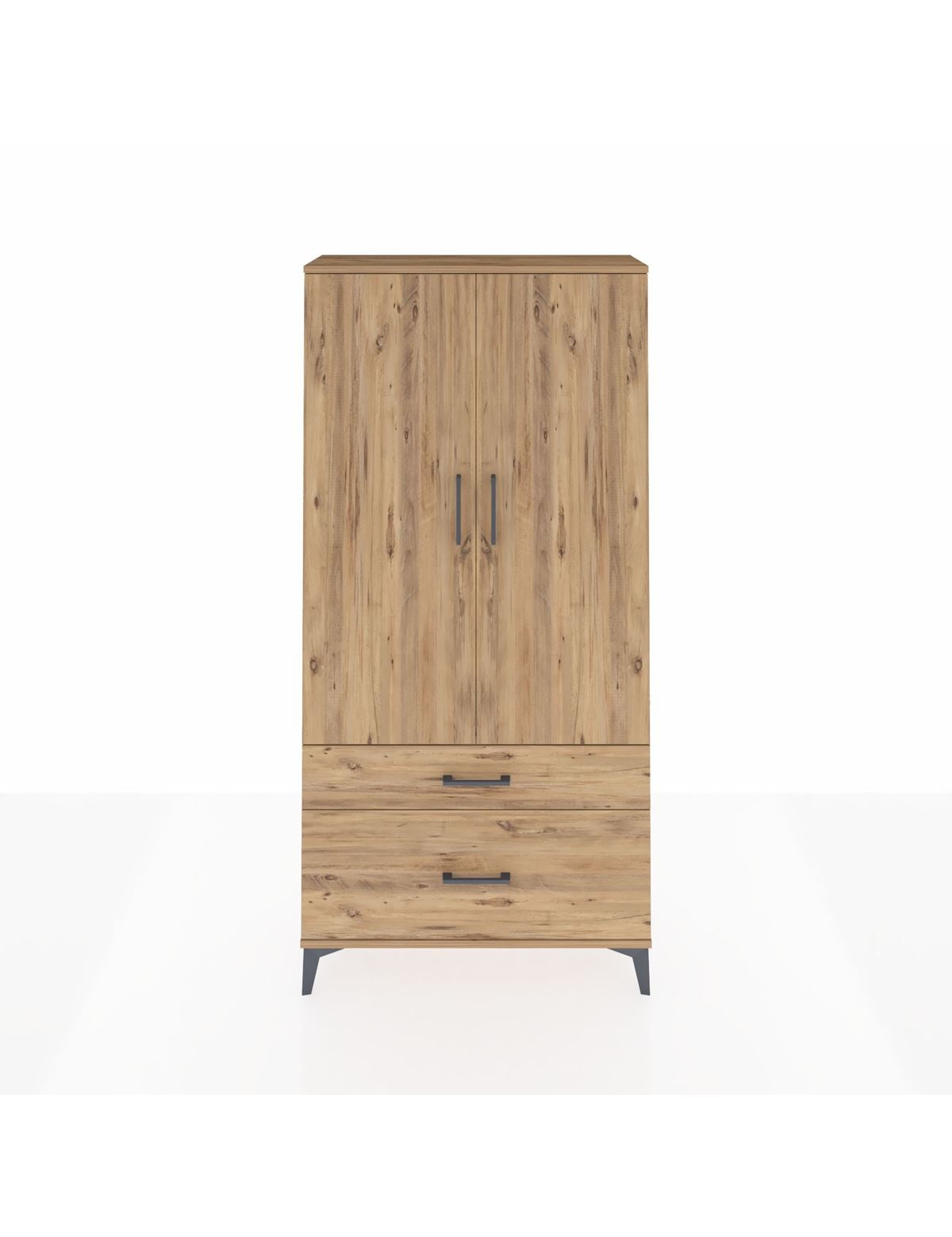 Arges Dolap 4 Raflı 2 Çekmeceli 2 Kapaklı 88x30x182 Çam-Çam