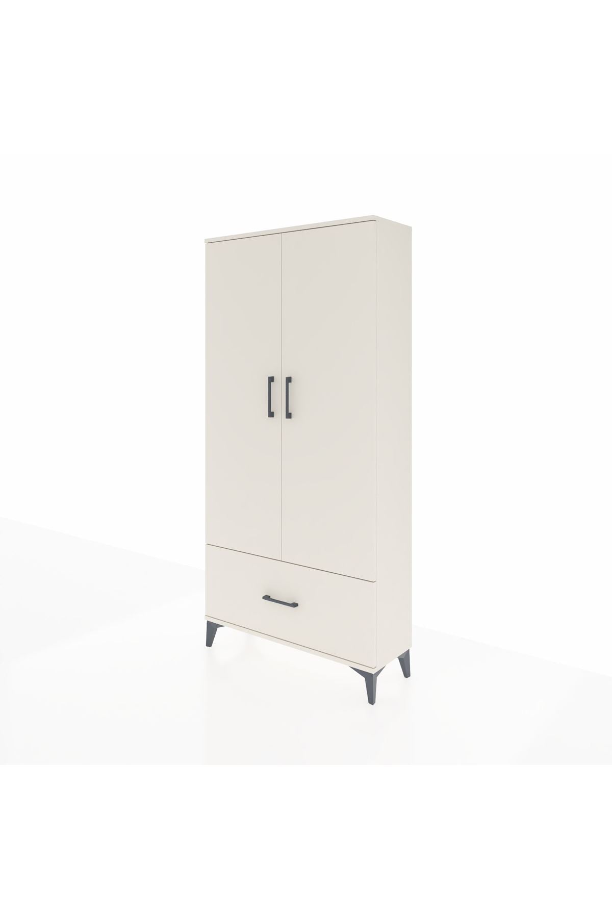 Arges Dolap 4 Raflı Tek Çekmeceli 2 Kapaklı 88x30x182 Aytaşı-Aytaşı