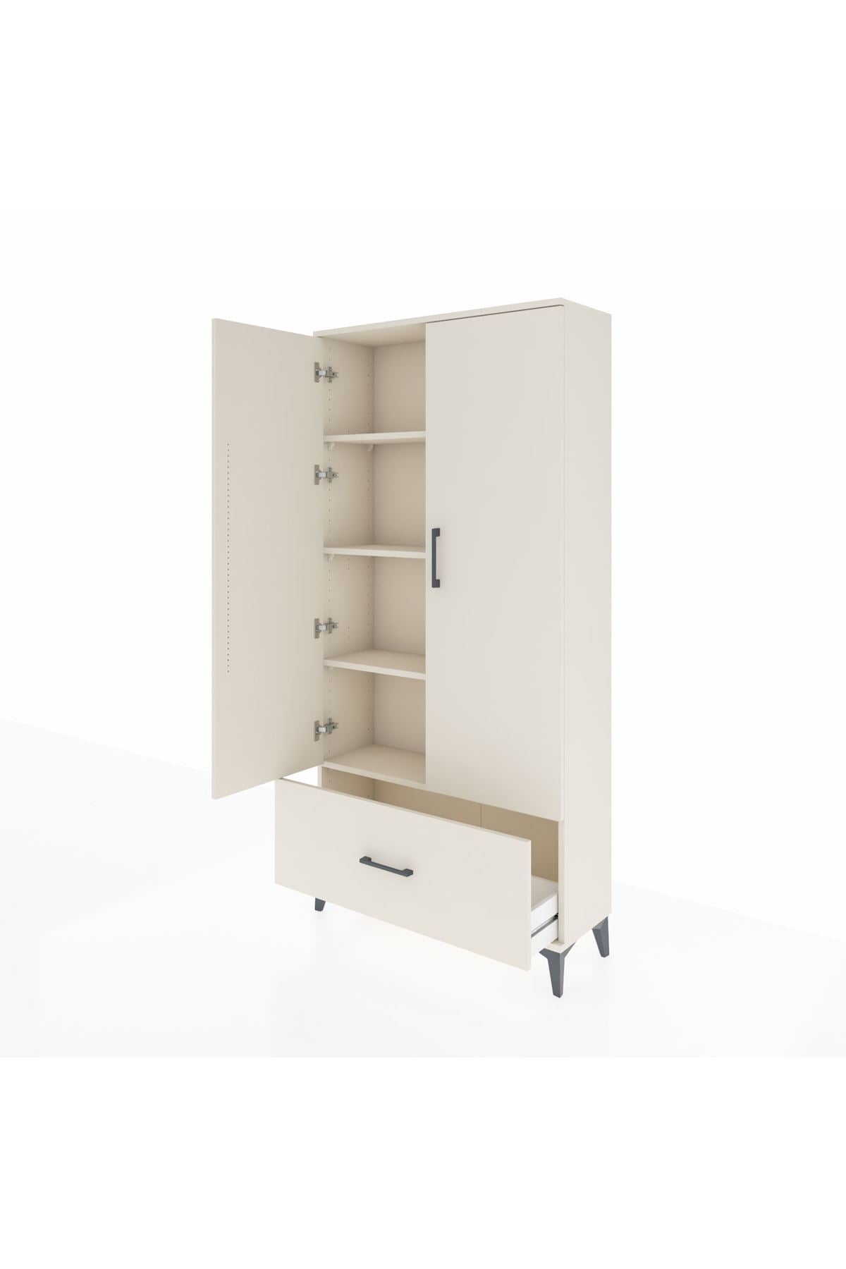 Arges Dolap 4 Raflı Tek Çekmeceli 2 Kapaklı 88x30x182 Aytaşı-Aytaşı