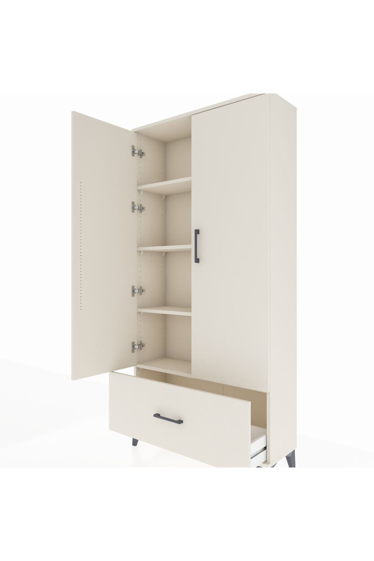 Arges Dolap 4 Raflı Tek Çekmeceli 2 Kapaklı 88x30x182 Aytaşı-Aytaşı