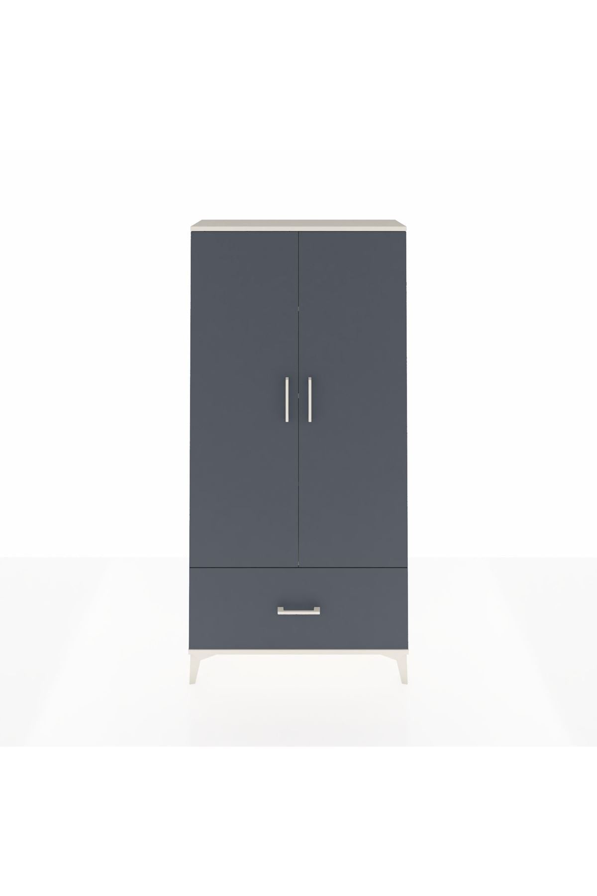 Arges Dolap 4 Raflı Tek Çekmeceli 2 Kapaklı 88x30x182 Aytaşı-Antrasit