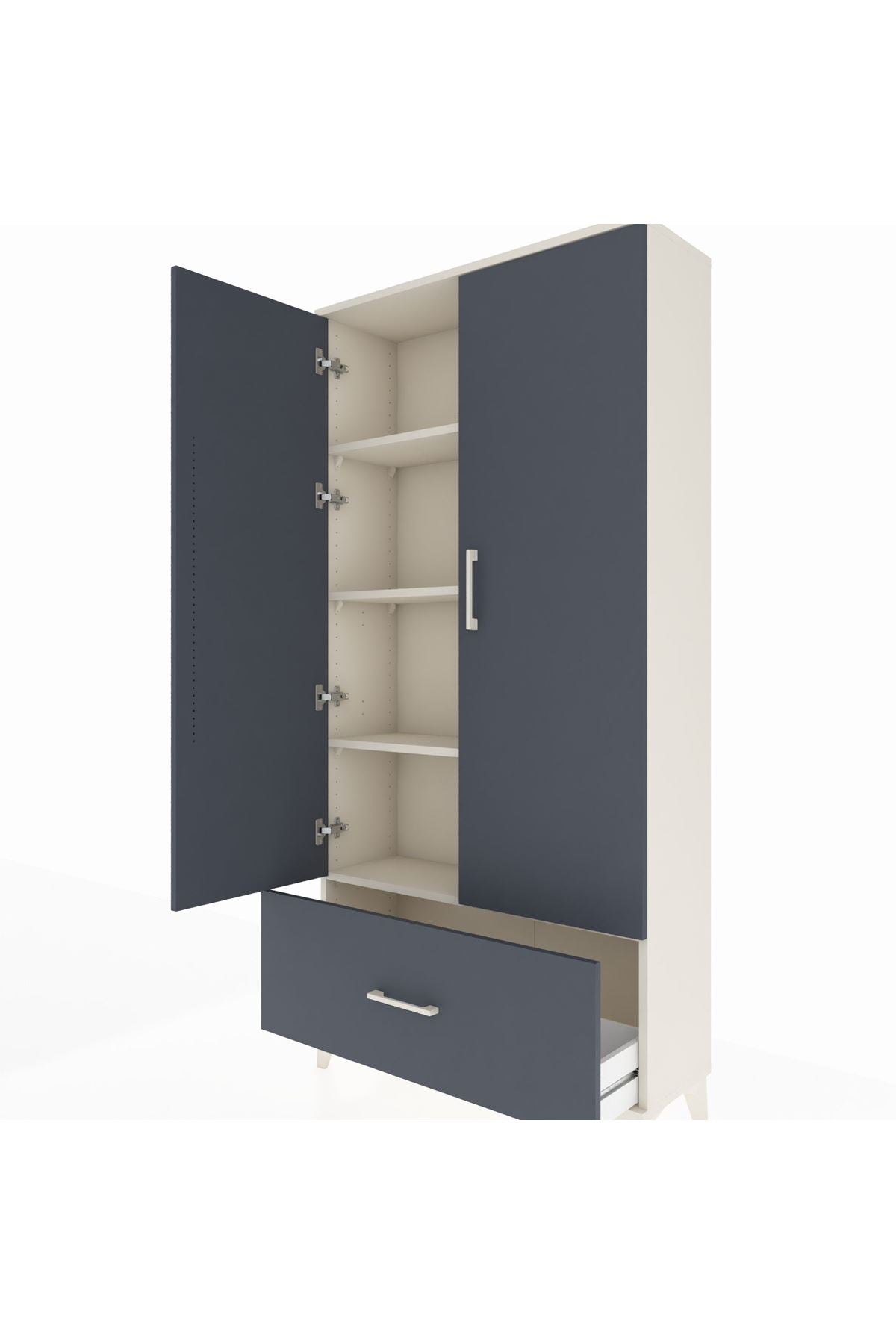 Arges Dolap 4 Raflı Tek Çekmeceli 2 Kapaklı 88x30x182 Aytaşı-Antrasit