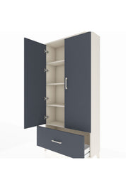 Arges Dolap 4 Raflı Tek Çekmeceli 2 Kapaklı 88x30x182 Aytaşı-Antrasit