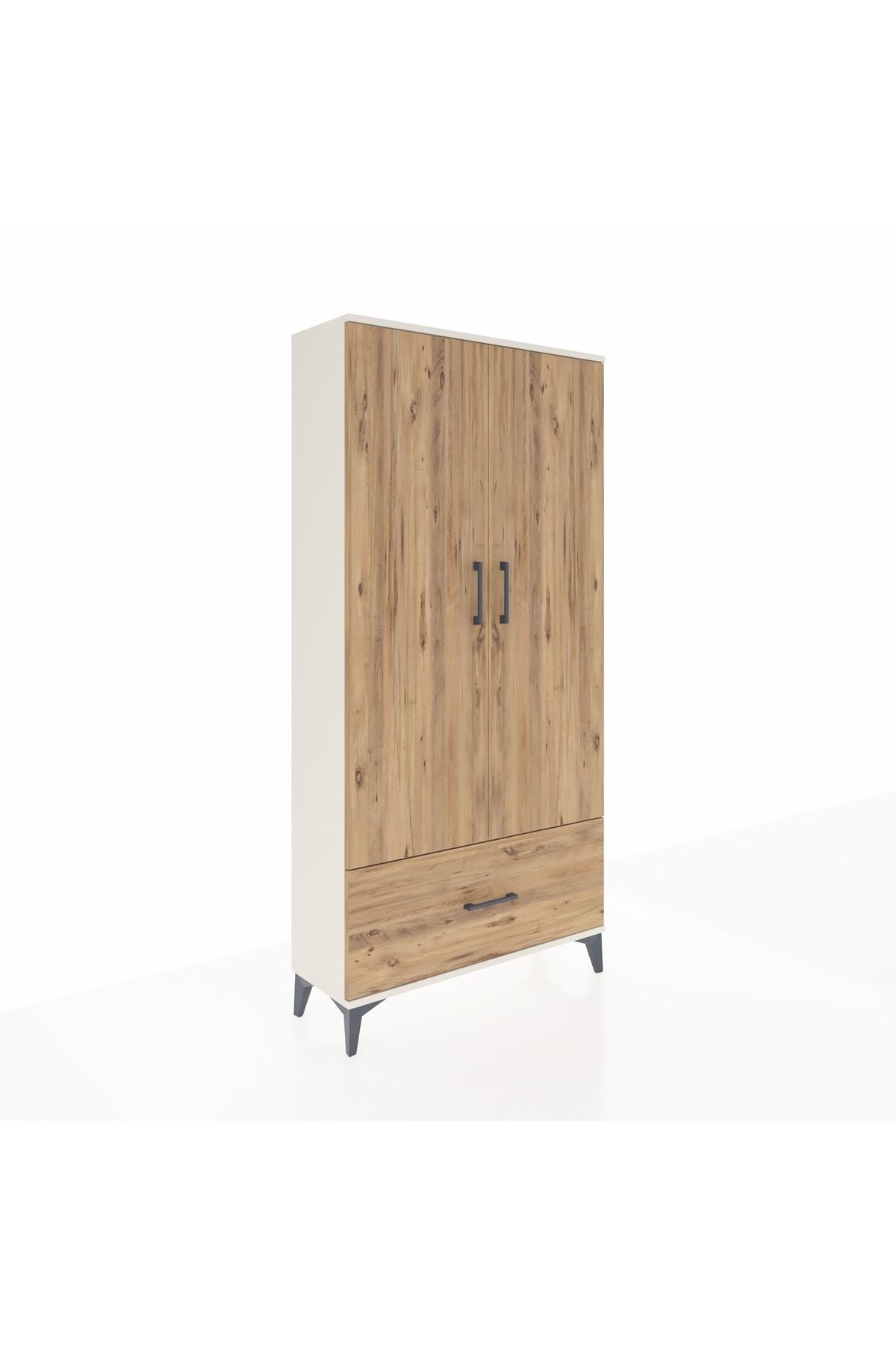 Arges Dolap 4 Raflı Tek Çekmeceli 2 Kapaklı 88x30x182 Aytaşı-Çam