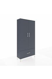 Arges Dolap 4 Raflı Tek Çekmeceli 2 Kapaklı 88x30x182 Antrasit-Antrasit