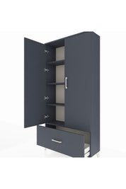 Arges Dolap 4 Raflı Tek Çekmeceli 2 Kapaklı 88x30x182 Antrasit-Antrasit