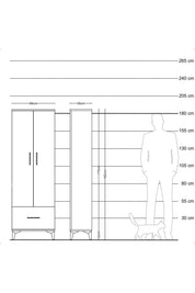 Arges Dolap 4 Raflı Tek Çekmeceli 2 Kapaklı 88x30x182 Antrasit-Antrasit