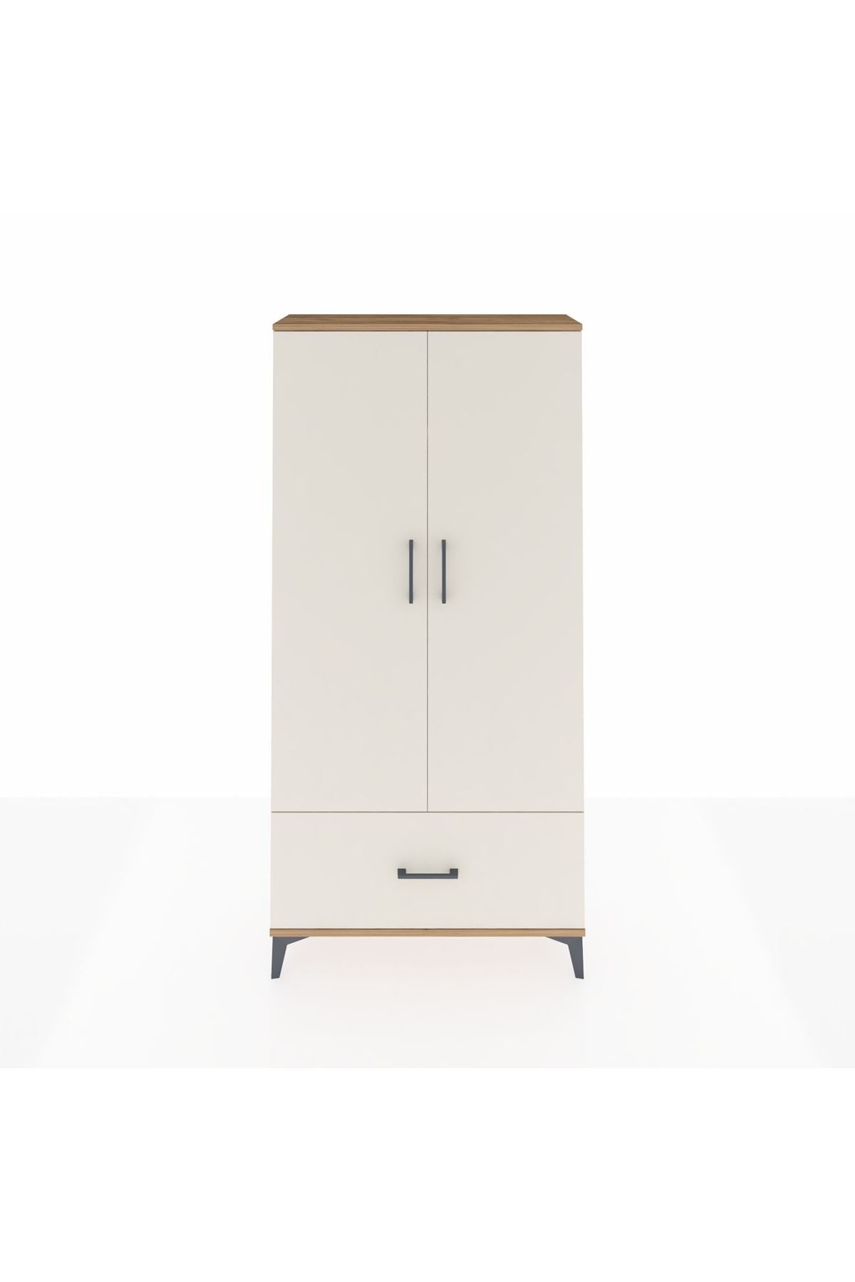 Arges Dolap 4 Raflı Tek Çekmeceli 2 Kapaklı 88x30x182 Çam-Aytaşı