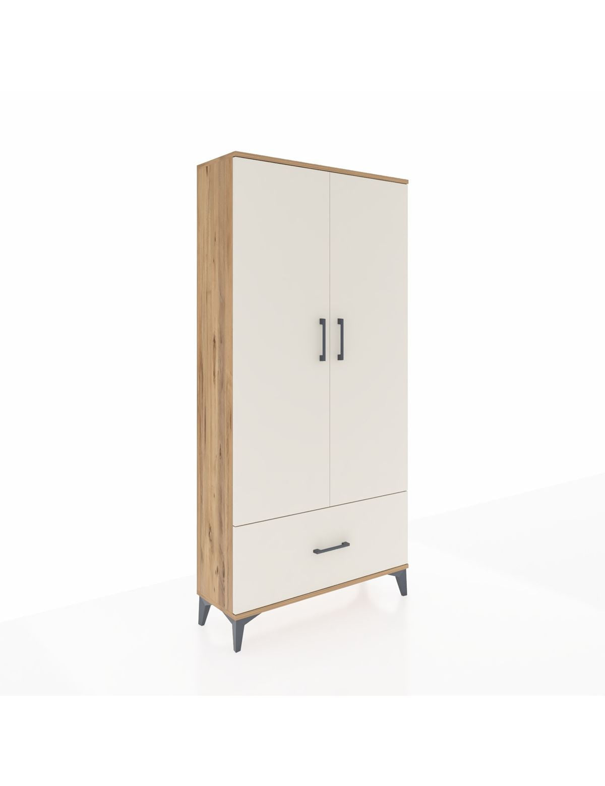 Arges Dolap 4 Raflı Tek Çekmeceli 2 Kapaklı 88x30x182 Çam-Aytaşı