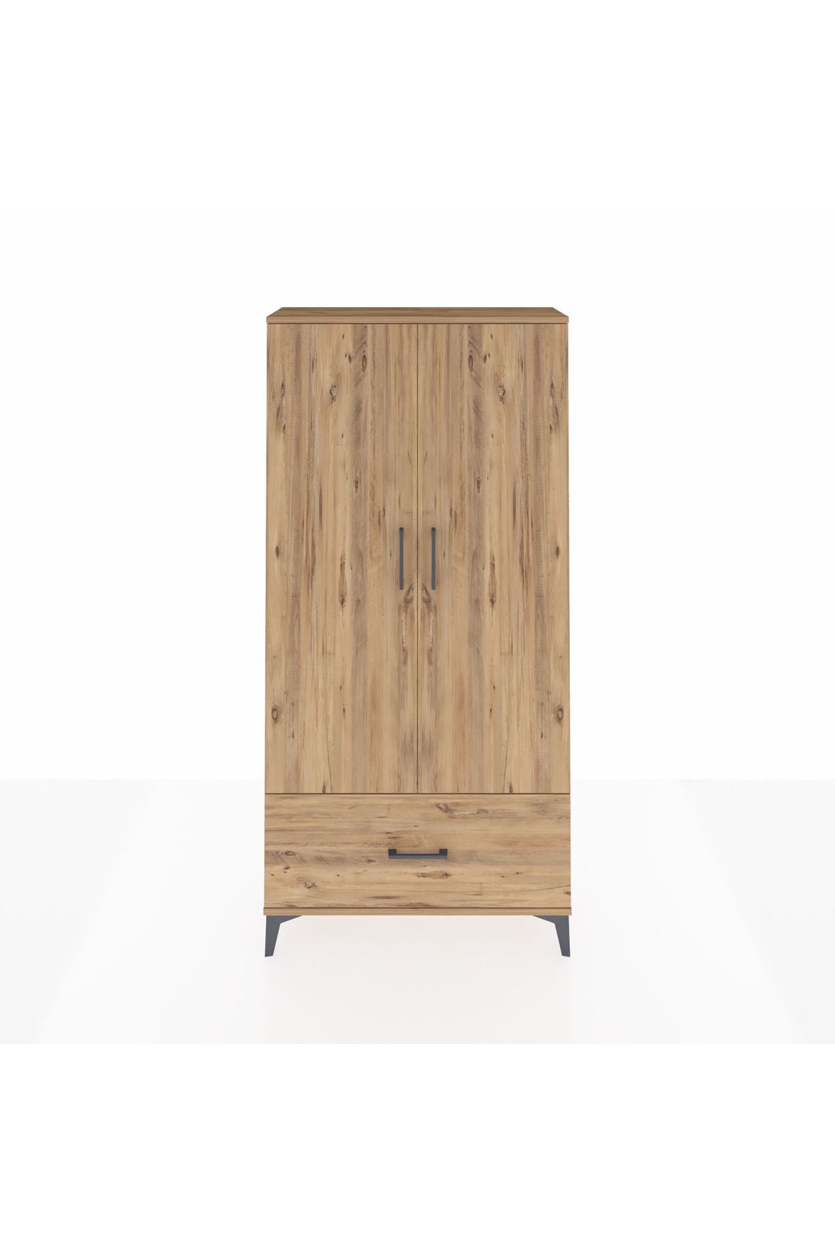 Arges Dolap 4 Raflı Tek Çekmeceli 2 Kapaklı 88x30x182 Çam-Çam