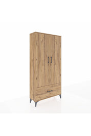 Arges Dolap 4 Raflı Tek Çekmeceli 2 Kapaklı 88x30x182 Çam-Çam
