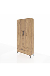 Arges Dolap 4 Raflı Tek Çekmeceli 2 Kapaklı 88x30x182 Çam-Çam