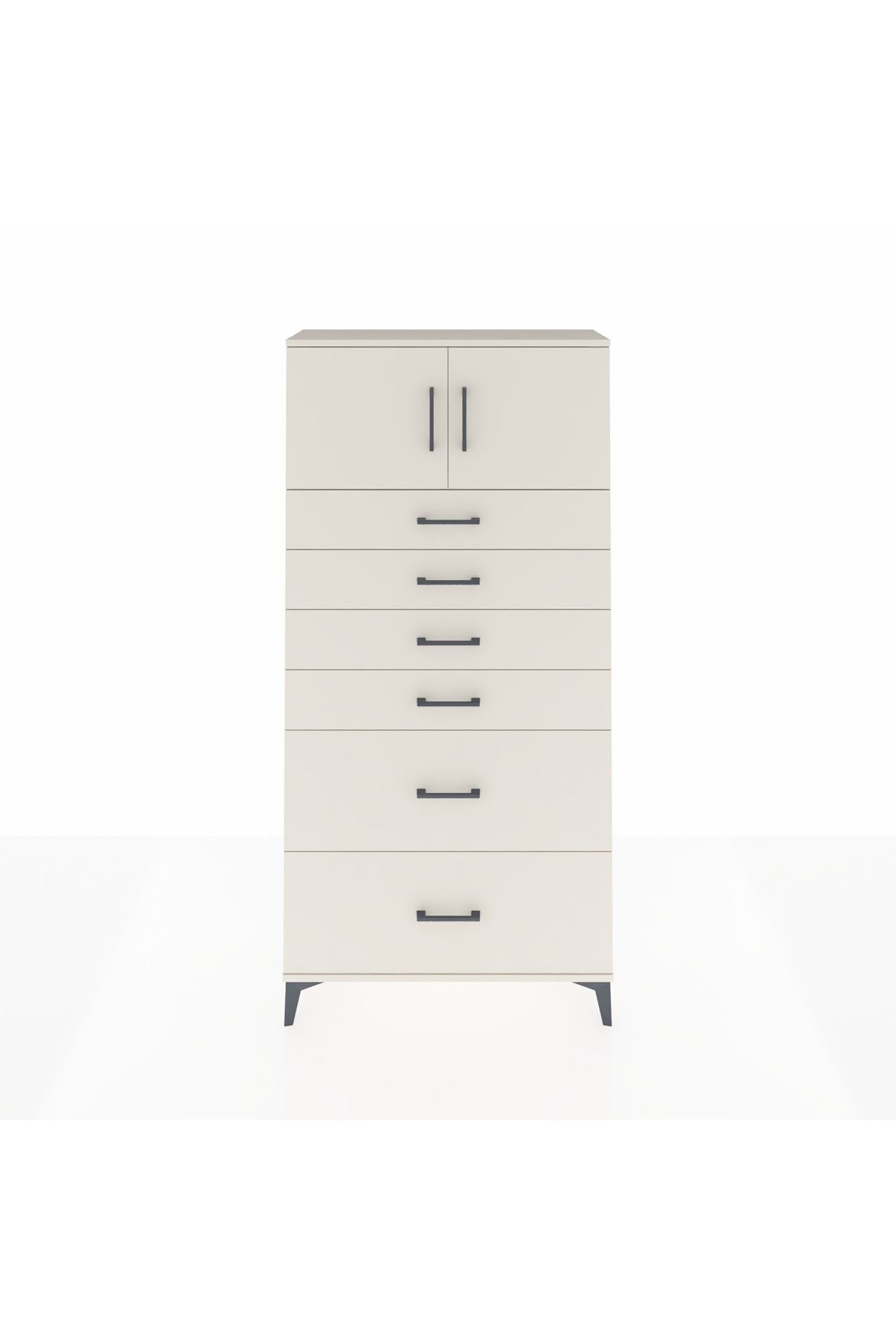 Arges Dolap Tek Raflı 6 Çekmeceli 2 Kapaklı 88x30x182 Aytaşı-Aytaşı