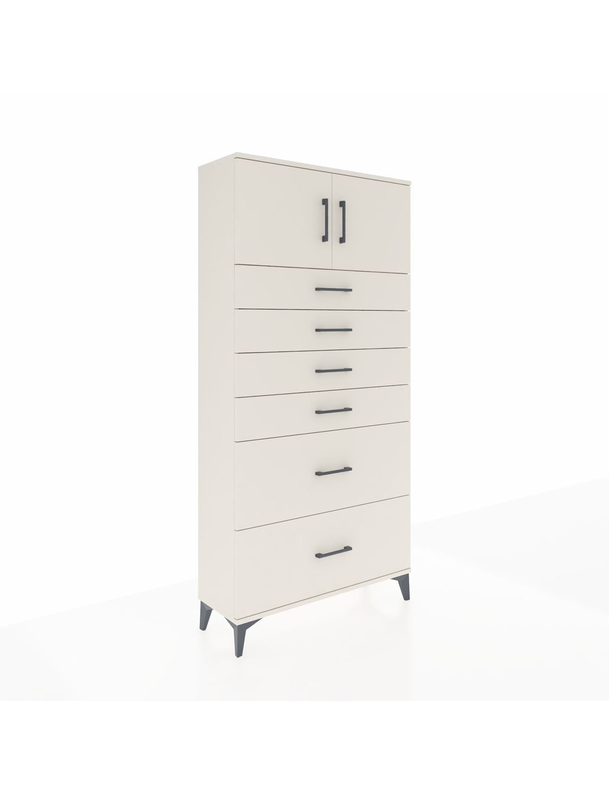 Arges Dolap Tek Raflı 6 Çekmeceli 2 Kapaklı 88x30x182 Aytaşı-Aytaşı