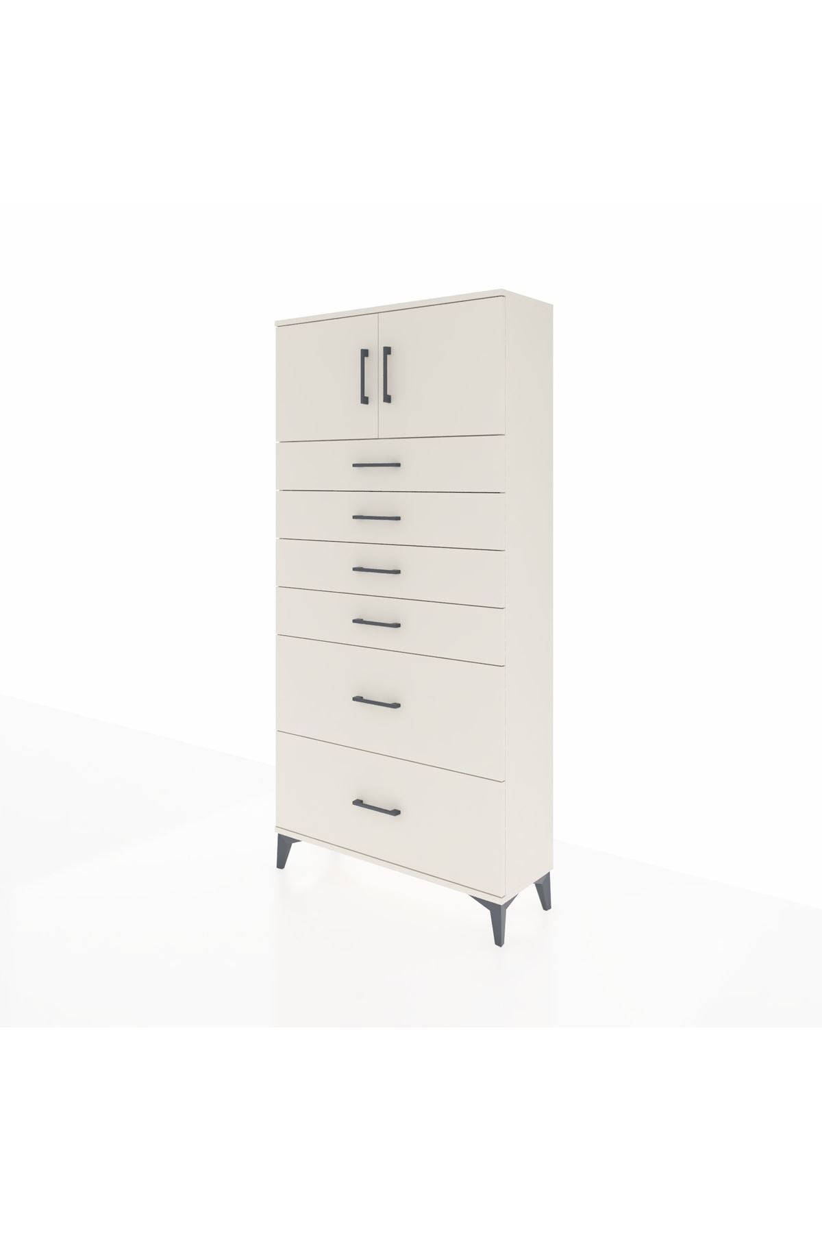 Arges Dolap Tek Raflı 6 Çekmeceli 2 Kapaklı 88x30x182 Aytaşı-Aytaşı