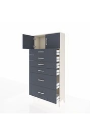 Arges Dolap Tek Raflı 6 Çekmeceli 2 Kapaklı 88x30x182 Aytaşı-Antrasit