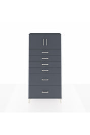 Arges Dolap Tek Raflı 6 Çekmeceli 2 Kapaklı 88x30x182 Antrasit-Antrasit