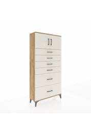 Arges Dolap Tek Raflı 6 Çekmeceli 2 Kapaklı 88x30x182 Çam-Aytaşı